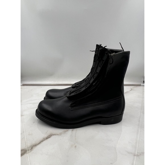 Vintage 1973 US Military Flight Combat Boots Black Leather Front Zip Size 10.5 D main image 10